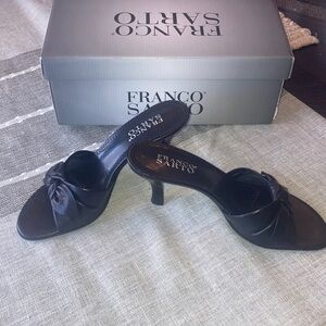 NIB Franco Sarto  Dante Black Heeled Nappa Mules